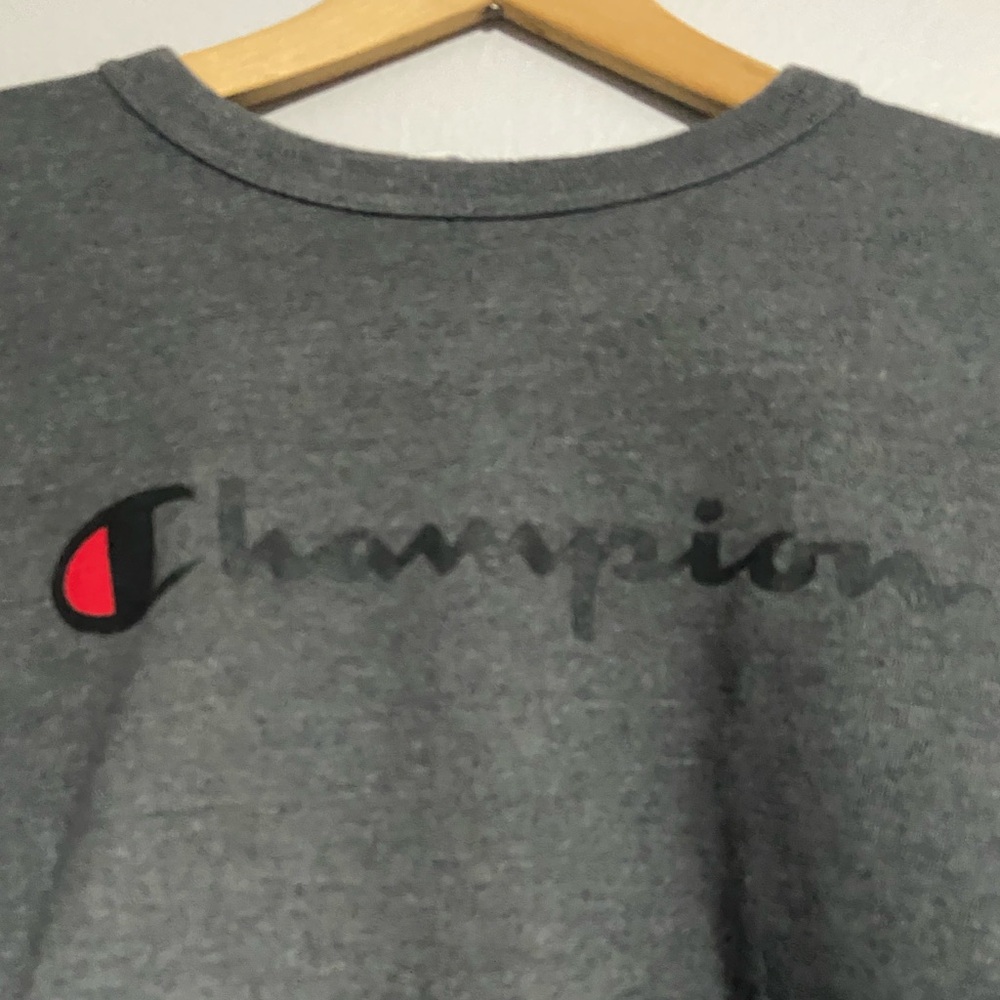 Champion Gray Crewneck Sweater with Embroidered Logo